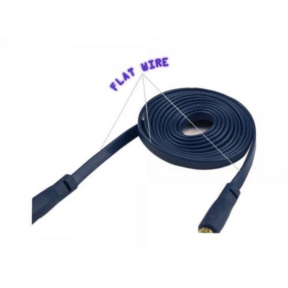 3.5mm Jack Auxiliary Aux Plug Stereo Cable | Dark Blue | Flat Wire Tangle Free - Picture 2 of 2